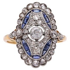 French Belle Epoque Diamant Saphir Gold und Platin Ring