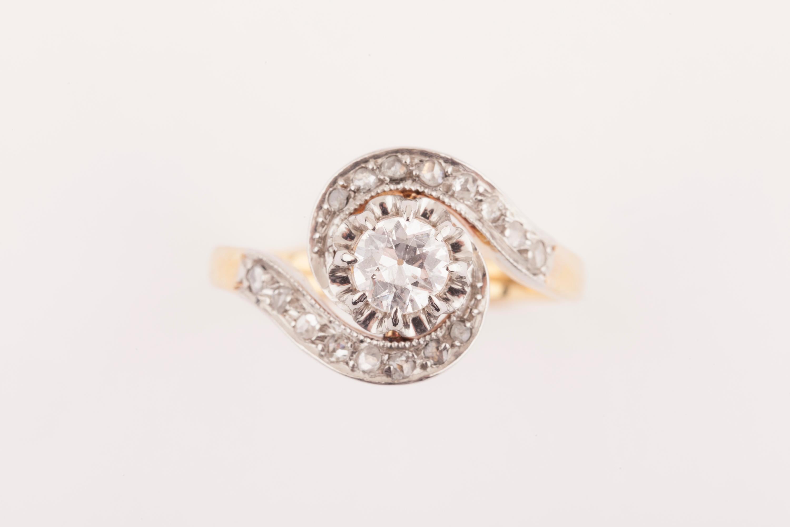 French Belle Époque Diamond Twister Ring 1