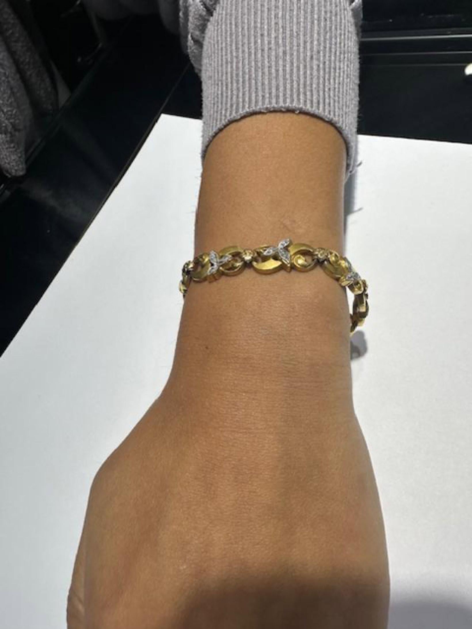Bracciale francese Belle Époque con diamanti in oro giallo e platino in vendita 1