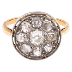 French Belle Epoque Diamantring aus Gelbgold und Platin