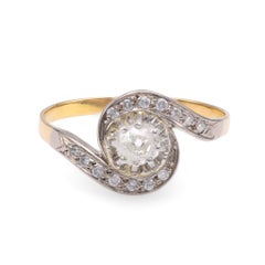 Anillo Remolino French Belle Epoque Diamante Oro Amarillo