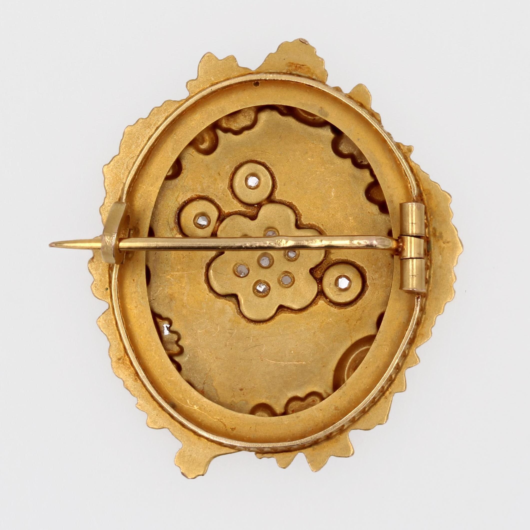 French Belle Epoque Diamonds Floral Pattern 18 Karat Yellow Gold Brooch For Sale 7