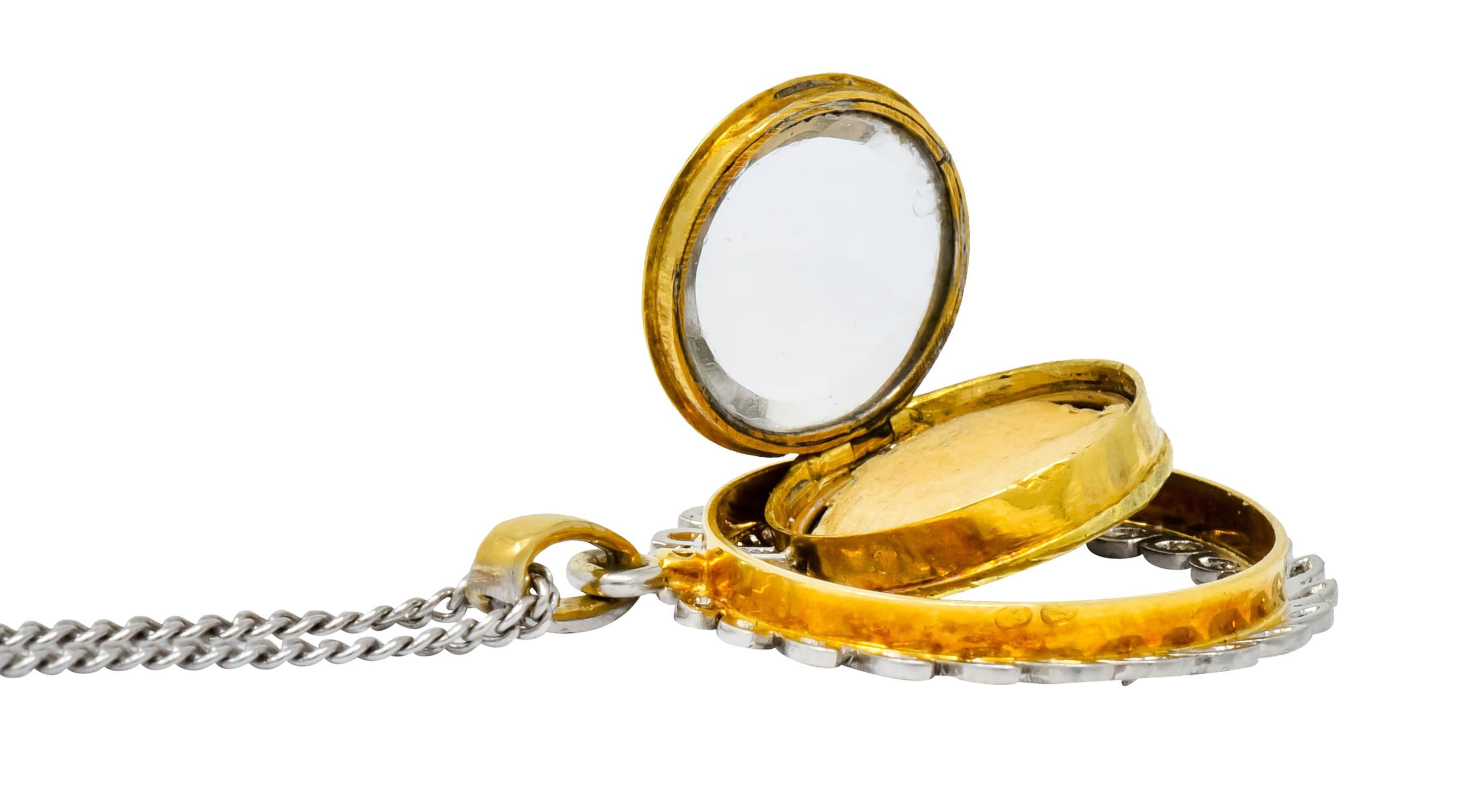 French Belle Époque Edwardian Diamond Enamel Platinum 18 Karat Gold Necklace 7