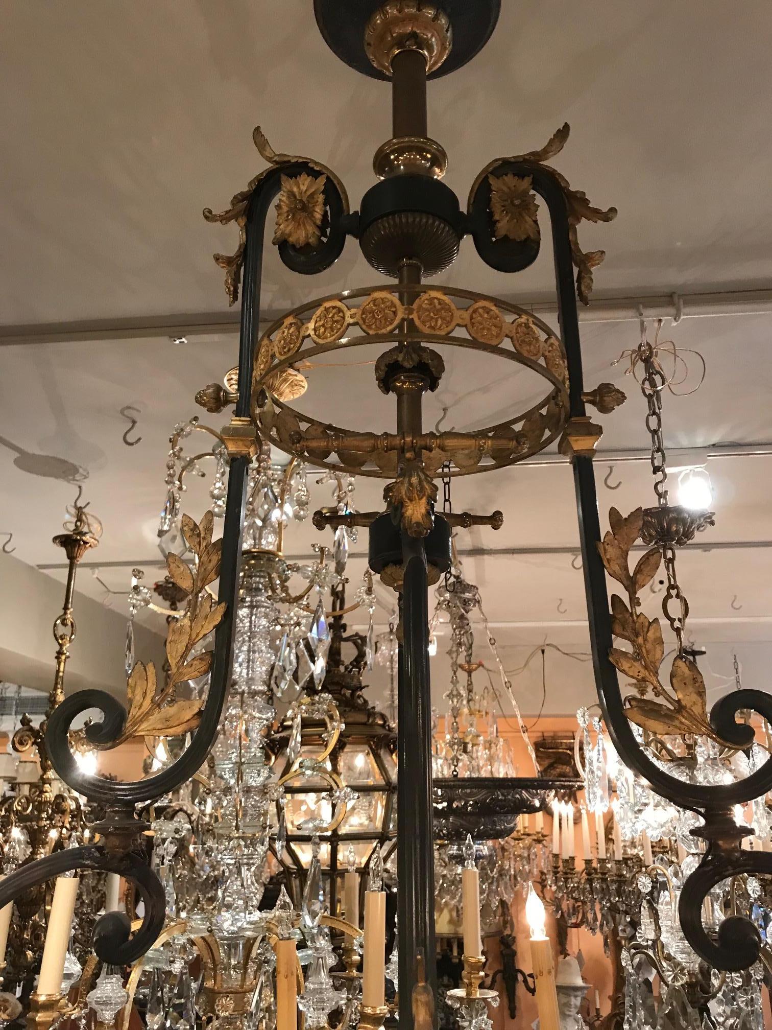 French Belle Epoque Empire style Gasolier and Oil Reservoir Chandelier  For Sale 1