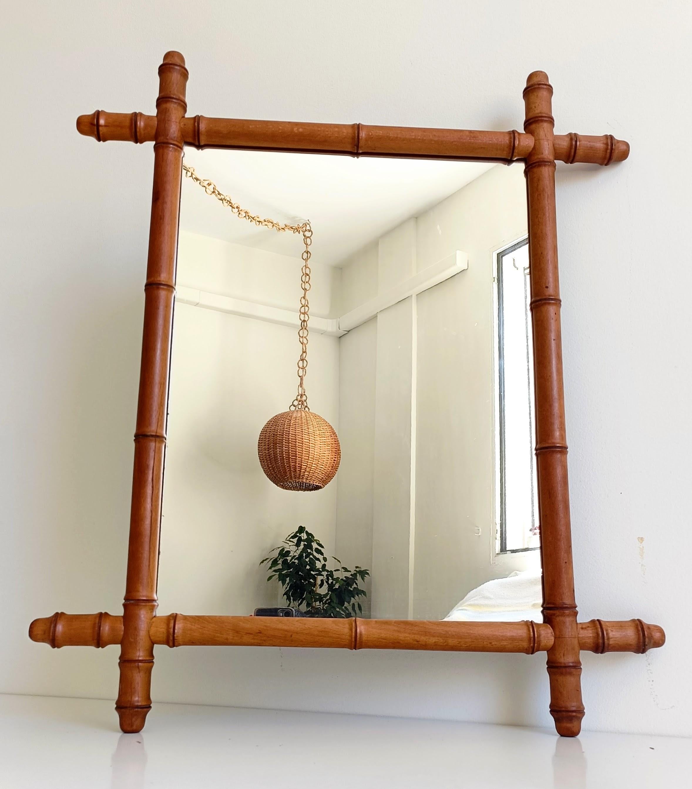 French Belle Epoque Faux Bamboo Mirror, Turn of the 19th-C. en vente 2