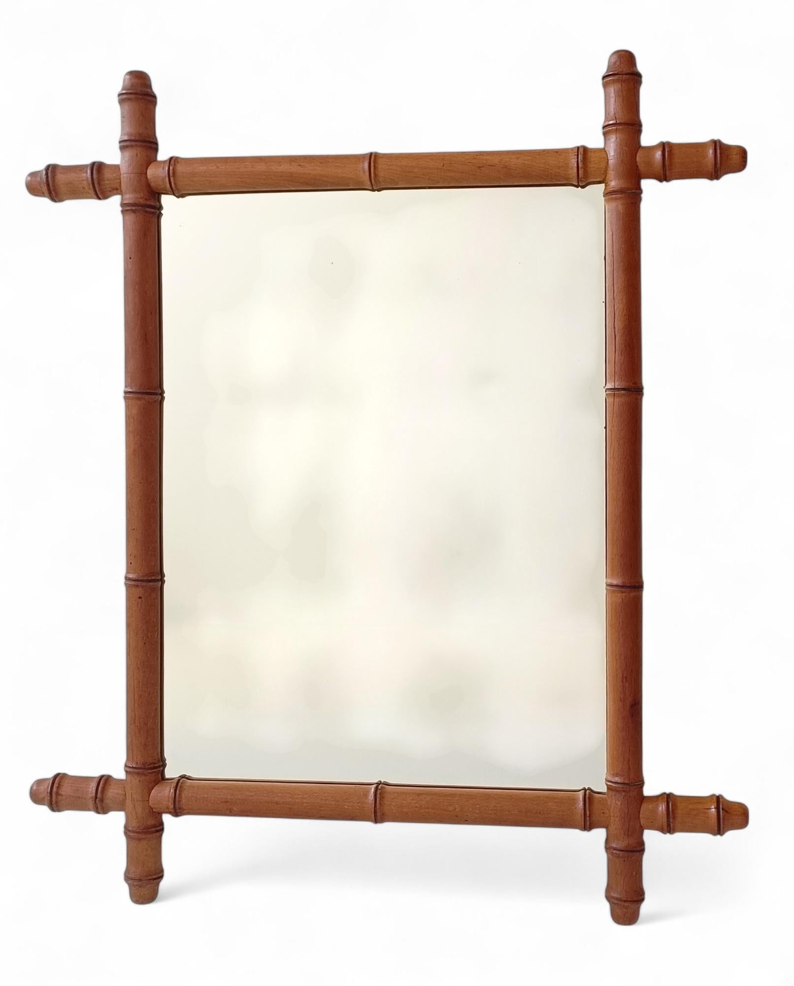 French Belle Epoque Faux Bamboo Mirror, Turn of the 19th-C. en vente 4