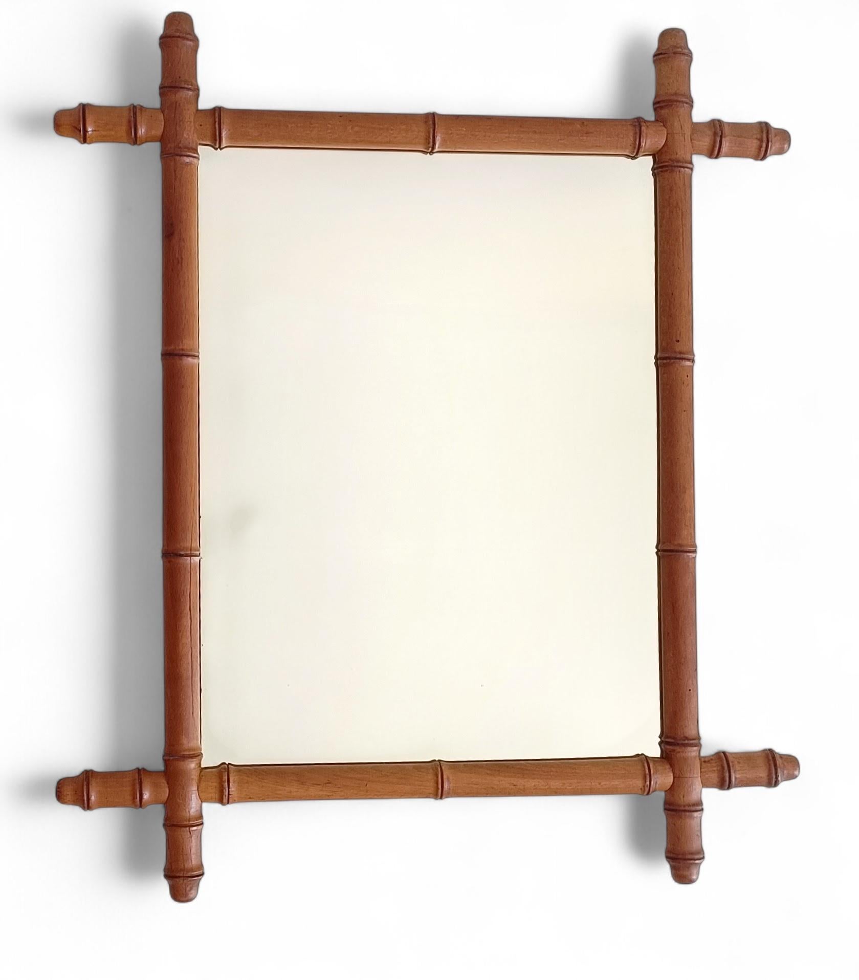 French Belle Epoque Faux Bamboo Mirror, Turn of the 19th-C. en vente 5