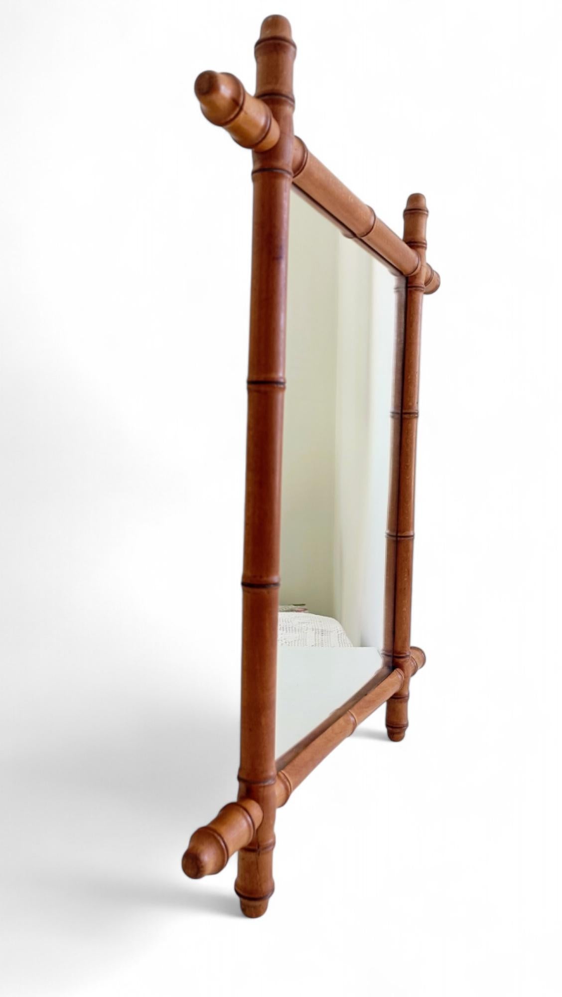 French Belle Epoque Faux Bamboo Mirror, Turn of the 19th-C. en vente 7