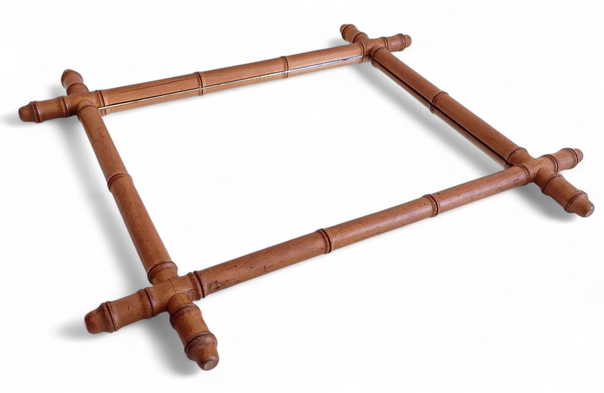 Miroir French Belle Epoque Faux Bamboo Mirror, Turn of the 19th-C. en vente