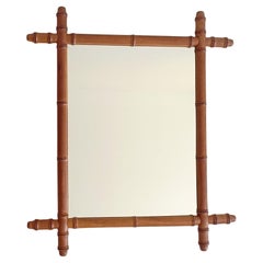 French Belle Epoque Faux Bamboo Mirror, Turn of the 19th-C