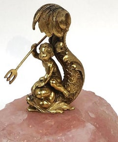 French Belle Époque, Gilt Silver & Rose Quartz  Sculptural Paperweight, ca. 1880