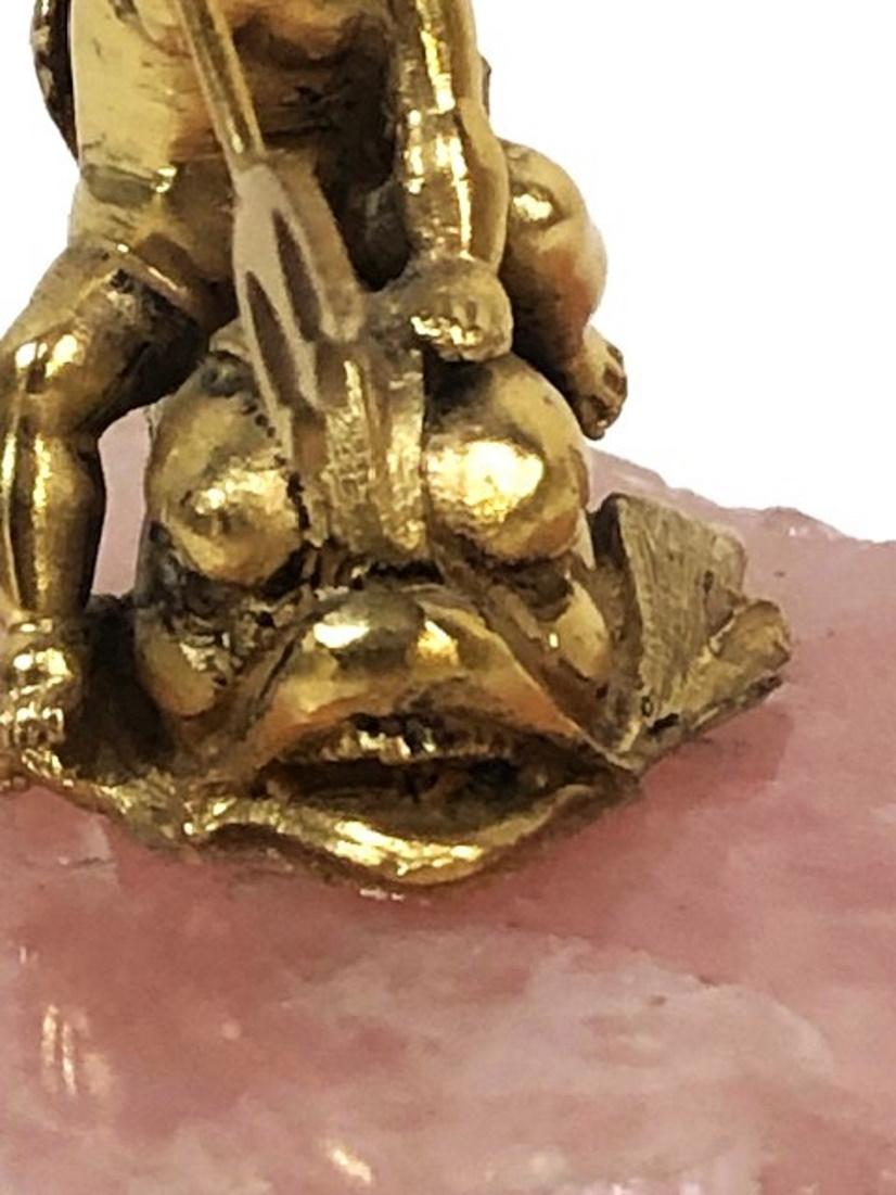 Argent Belle Époque française, argent doré et quartz rose  Presse-papiers sculpturaux, vers 1880 en vente