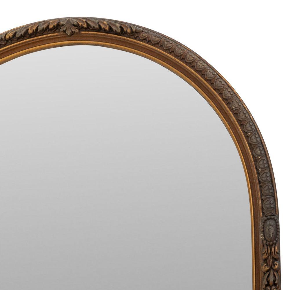 French Belle Epoque Giltwood Arched Mirror, with carved foliate design to crest and etched flowers to mirror. 25.5