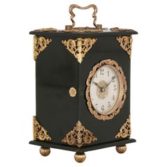 French Belle Époque Green Nephrite Carriage Clock Mounted with Gold