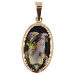 French Belle Epoque Limoges Enamel 18 Karat Rose Gold Pendant