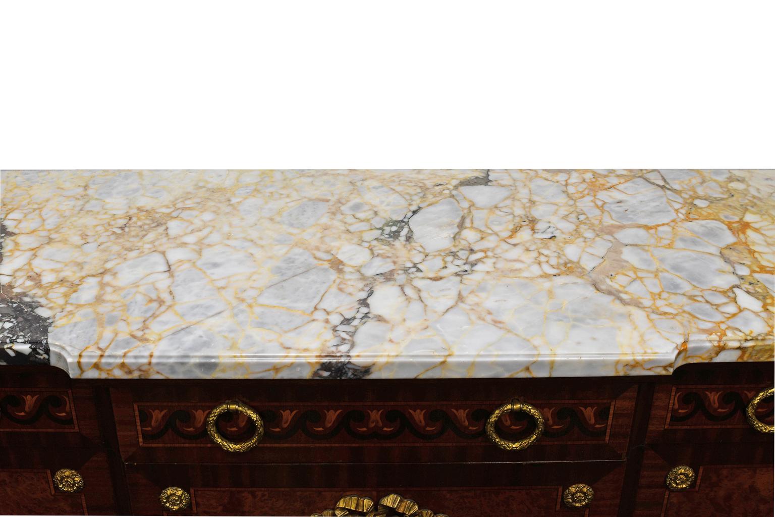 This elegant and well crafted French Belle Époque Louis XV style credenza, with marble top dates from 1880. The quality of the early 19th century furniture produced in the Belle Époque ateliers was exceptional. This credenza is a perfect example of