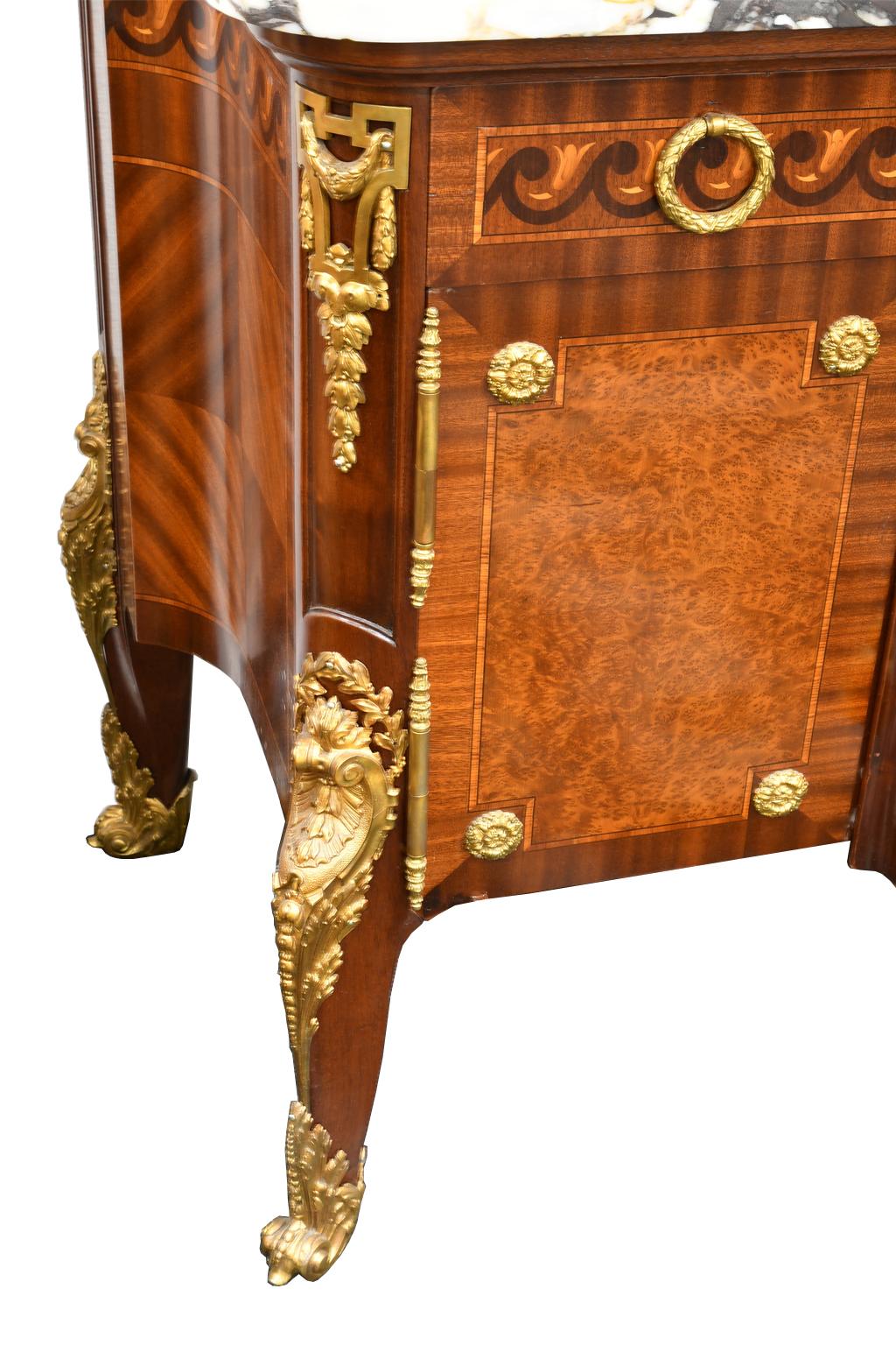 Polished French Belle Époque Louis XV Credenza with Marble Top, circa 1880