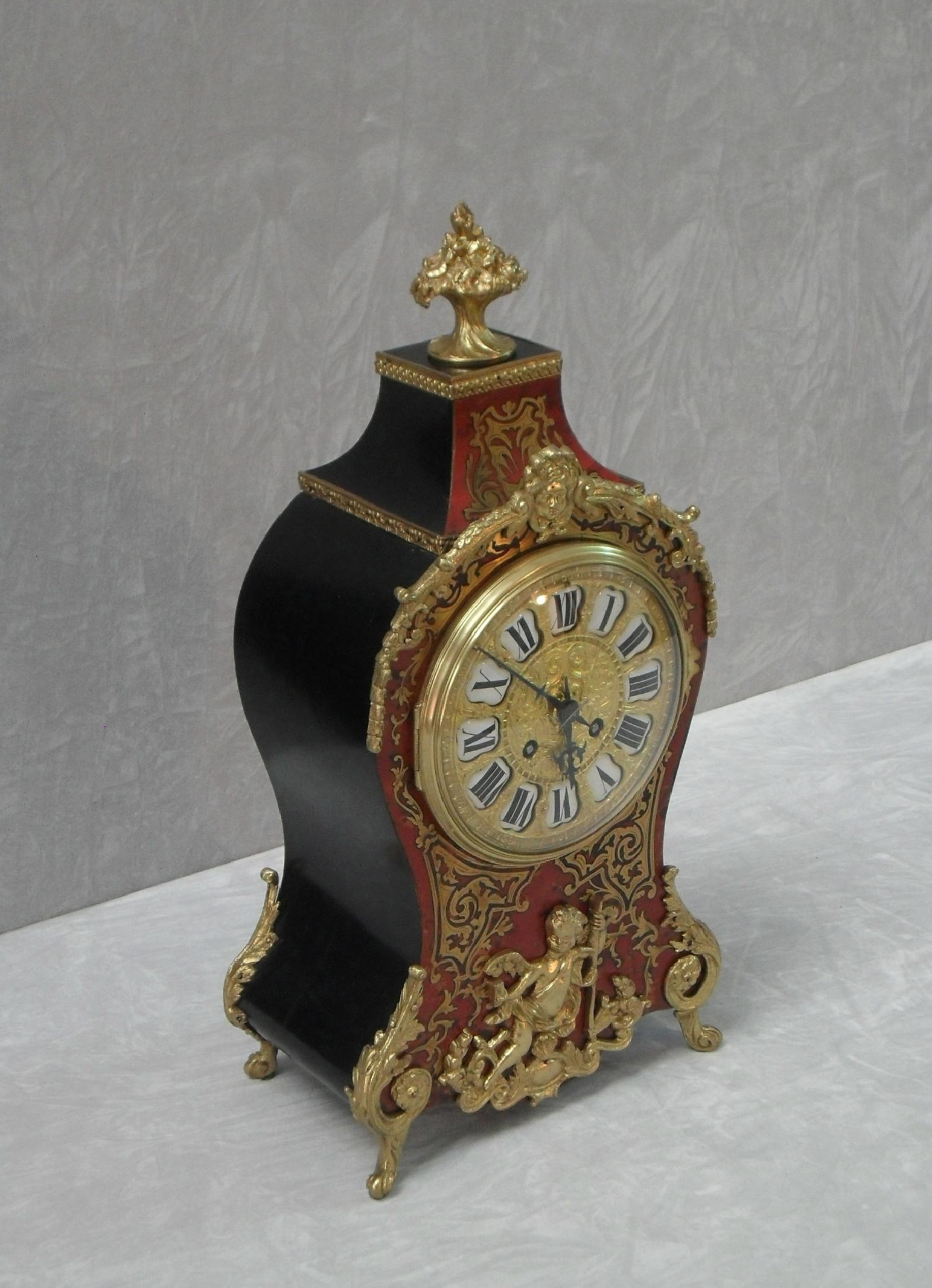 20th Century French Belle Époque Louis XV Style Boulle Mantel Clock by Samuel Marti For Sale