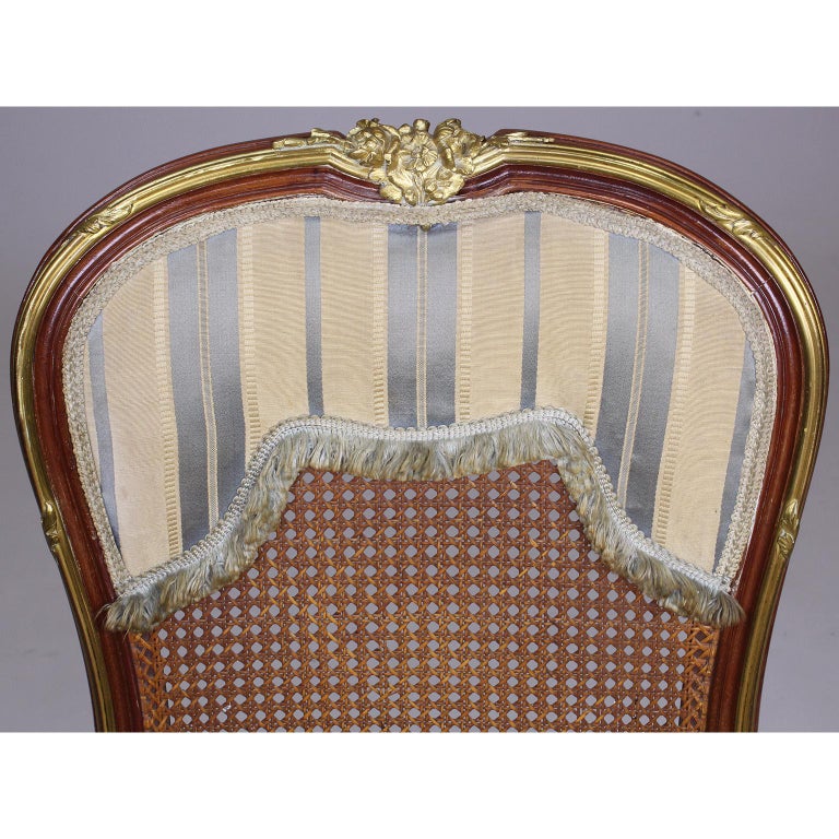 French Belle Époque Louis XV Style Ormolu Mounted Dining Chairs For Sale 9