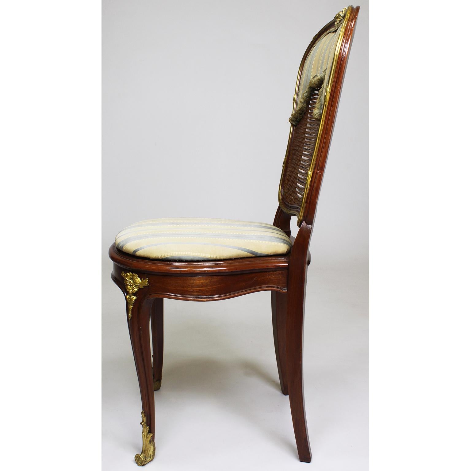 French Belle Époque Louis XV Style Ormolu Mounted Dining Chairs For Sale 8