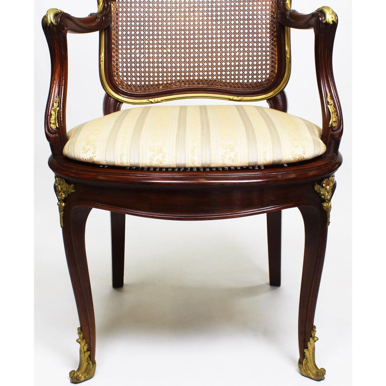 French Belle Époque Louis XV Style Ormolu Mounted Dining Chairs For Sale 3