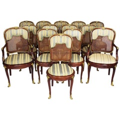 Sedie da pranzo francesi Belle Époque in stile Luigi XV con montatura in ormolu