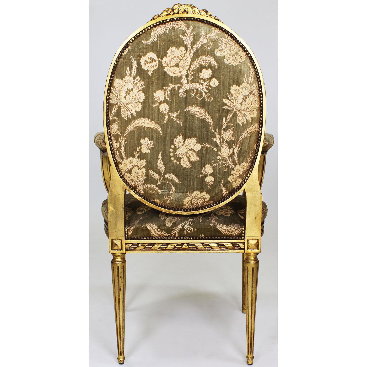 French Belle Époque Louis XVI Style Giltwood Carved 3-Piece Parlor Salon Set 7