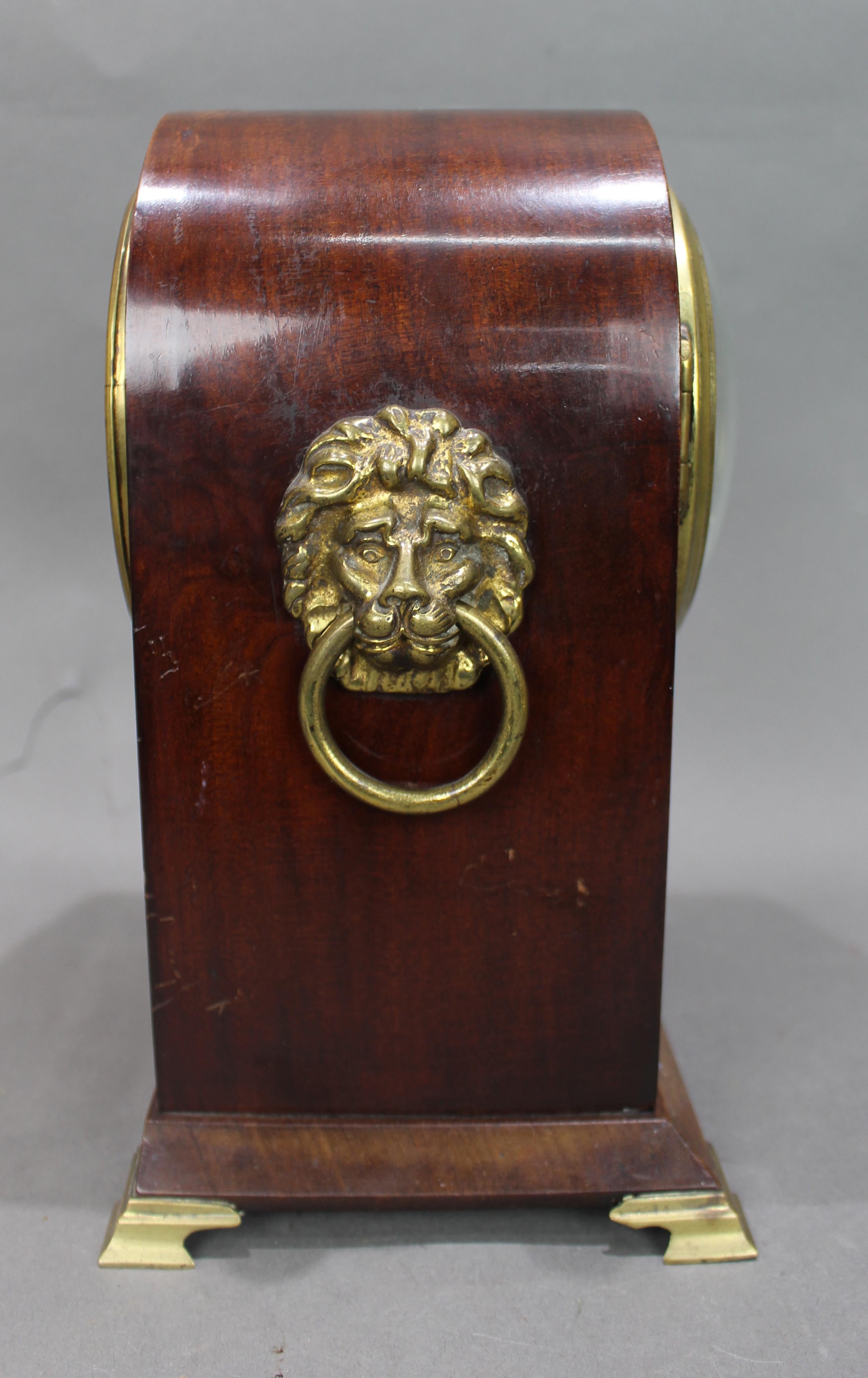 20th Century French Belle Époque Mahogany and Brass Inlaid Mantel Clock by Samuel Marti For Sale