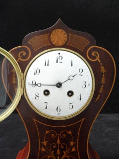 French Belle Époque Mahogany Inlaid Mantel Clock