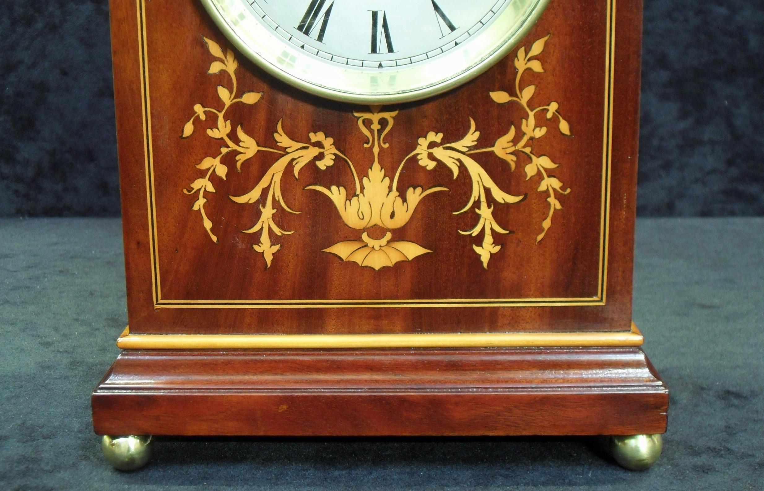Belle Époque French Belle Epoque Mahogany Inlaid Mantel Clock