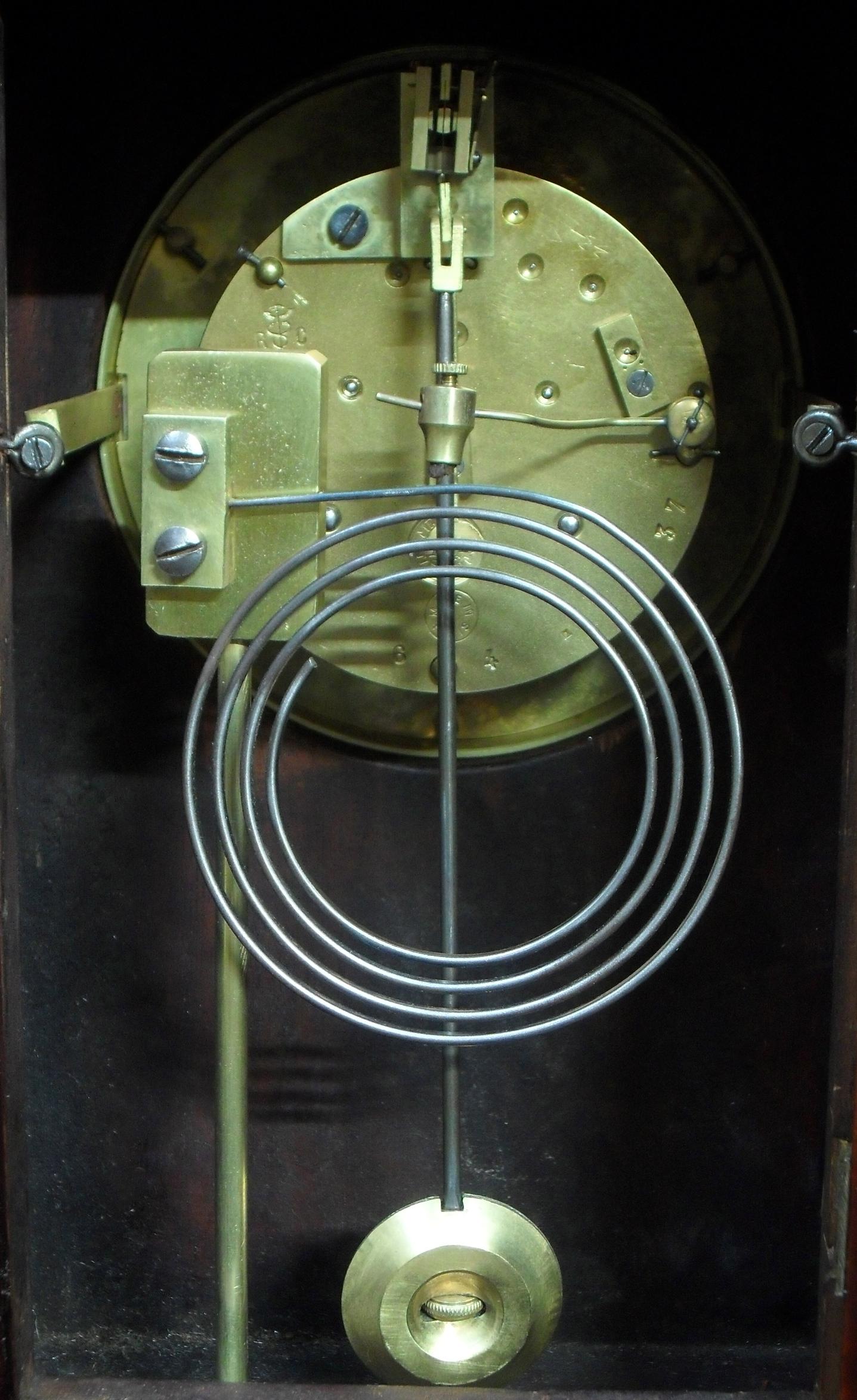 Boxwood French Belle Epoque Mahogany Inlaid Mantel Clock
