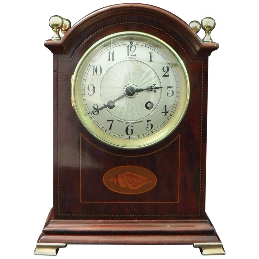 French Belle Époque Mahogany Inlaid Mantel Clock