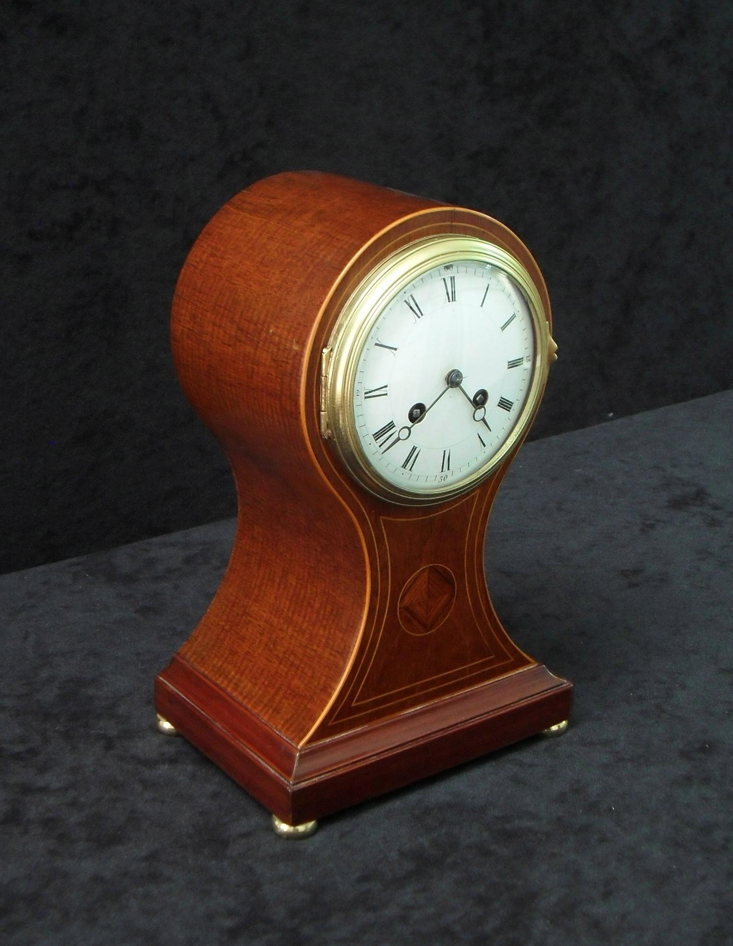Inlay French Belle Époque Mahogany Mantel Clock For Sale
