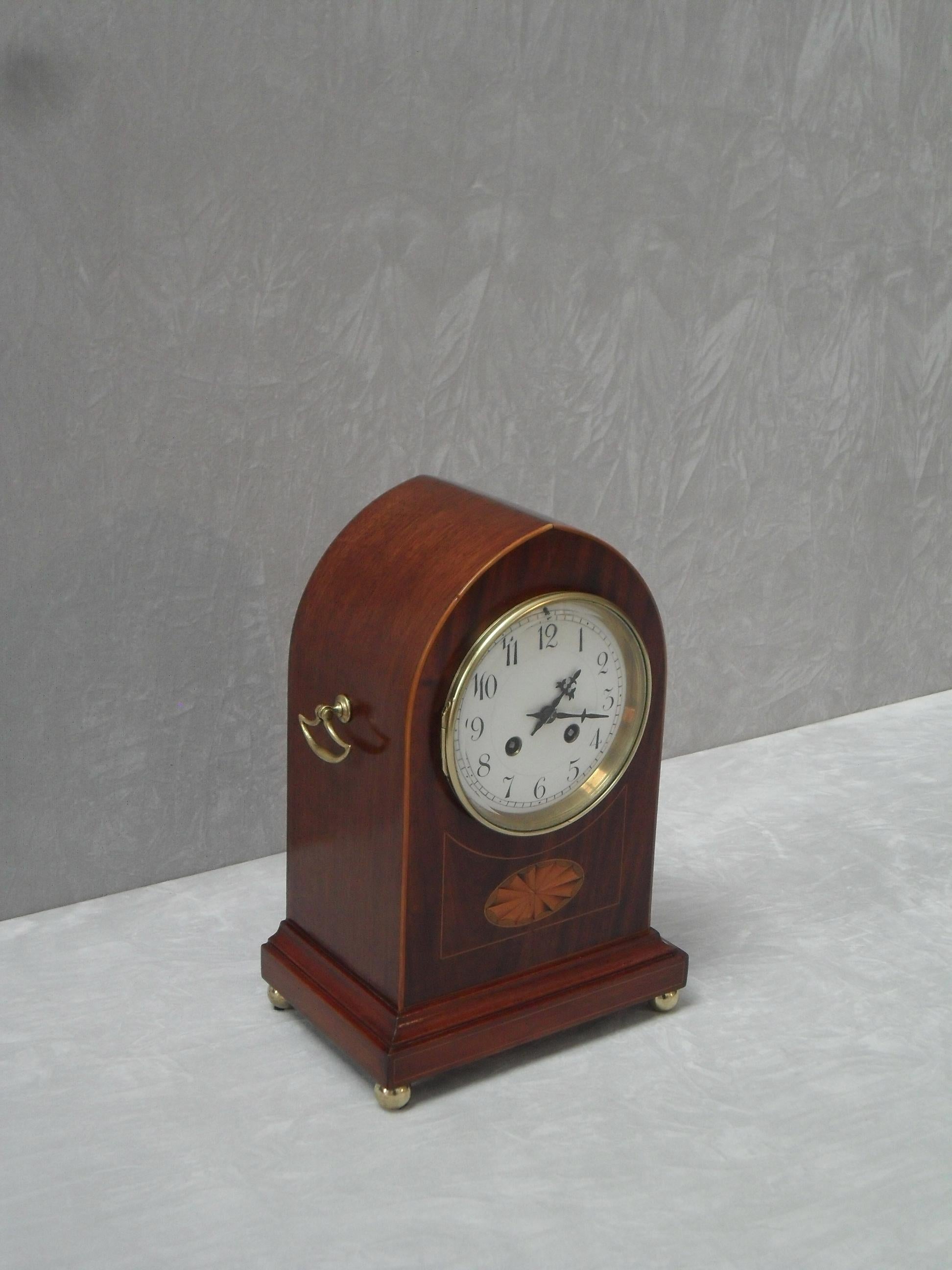 20th Century French Belle Époque Mahogany Mantel Clock