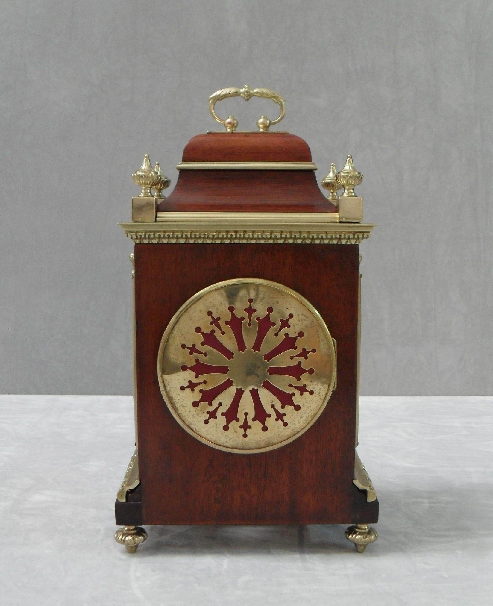 French Belle Epoque Mahogany Mantel Clock with Side Viewing Windows 1
