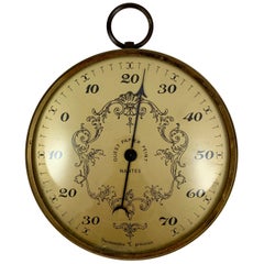 French Belle Époque Nantes Hanging Brass & Convex Glass Celsius Thermometer