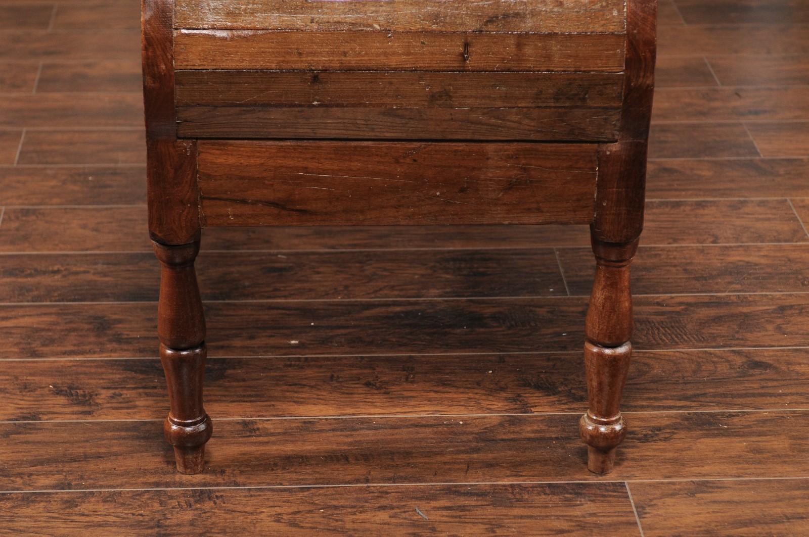 French Belle Époque Oak Backless Bench with Out-Scrolling Arms and Turned Legs 5
