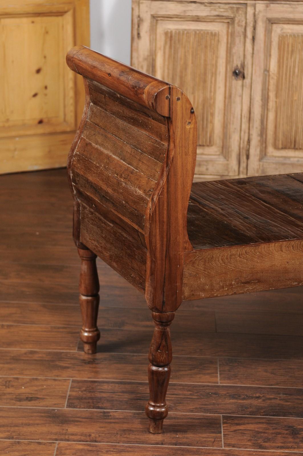 backless bench with arms