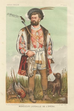 French Belle Époque Opera Caricature, Monsieur Lassalle Chromolithograph, 1884