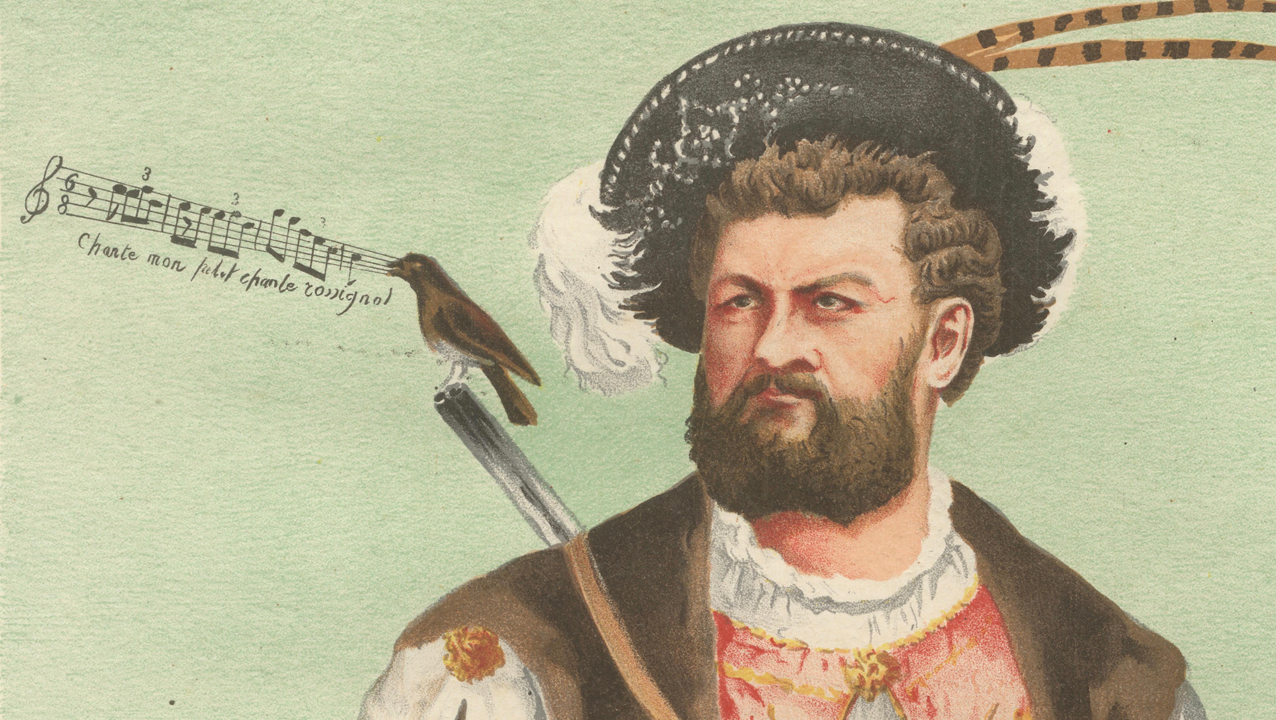 French Belle Époque Opera Caricature, Monsieur Lassalle Chromolithograph, 1884