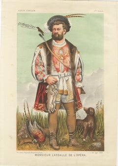 French Belle Époque Opera Caricature, Monsieur Lassalle Chromolithograph, 1884