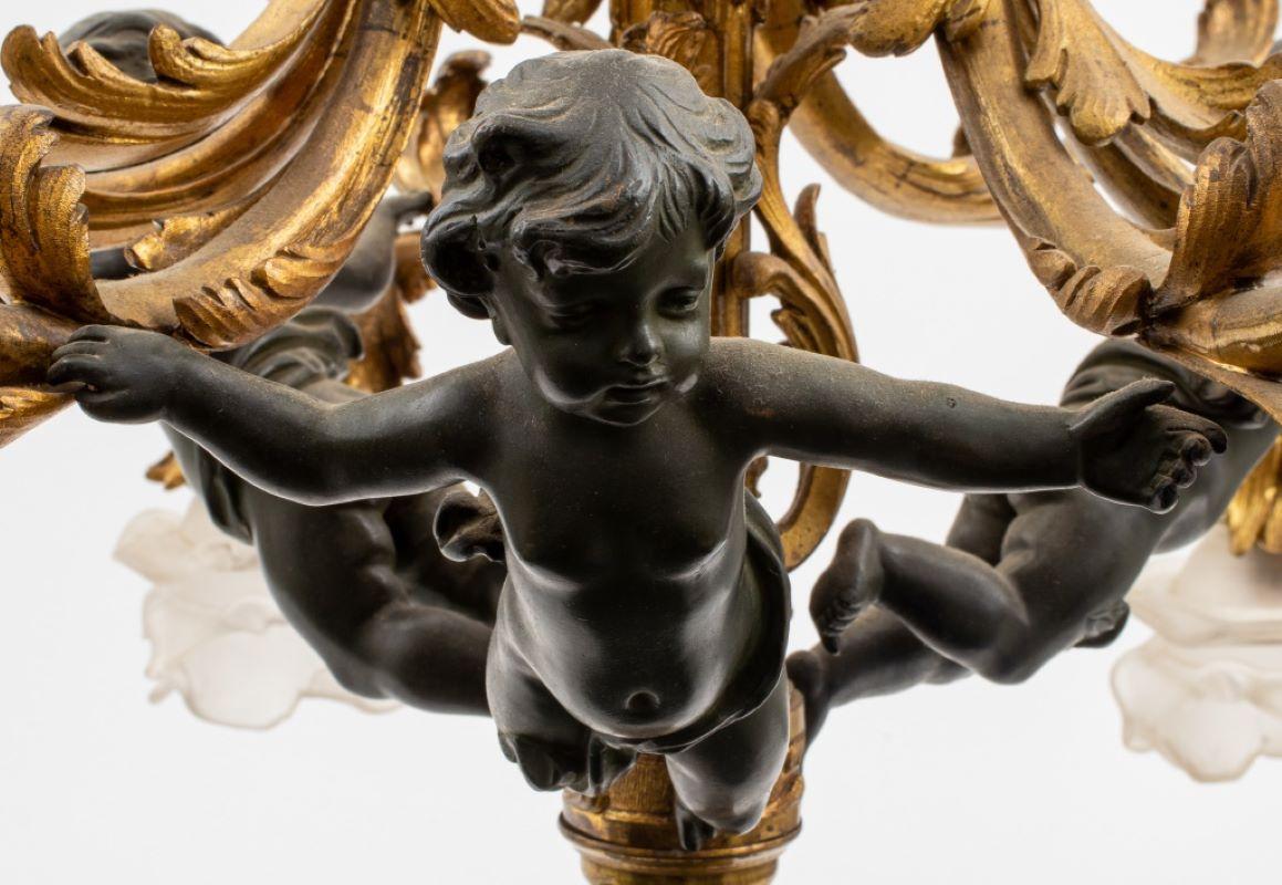 French Belle Epoque Ormolu & Putti Chandelier In Good Condition In New York, NY