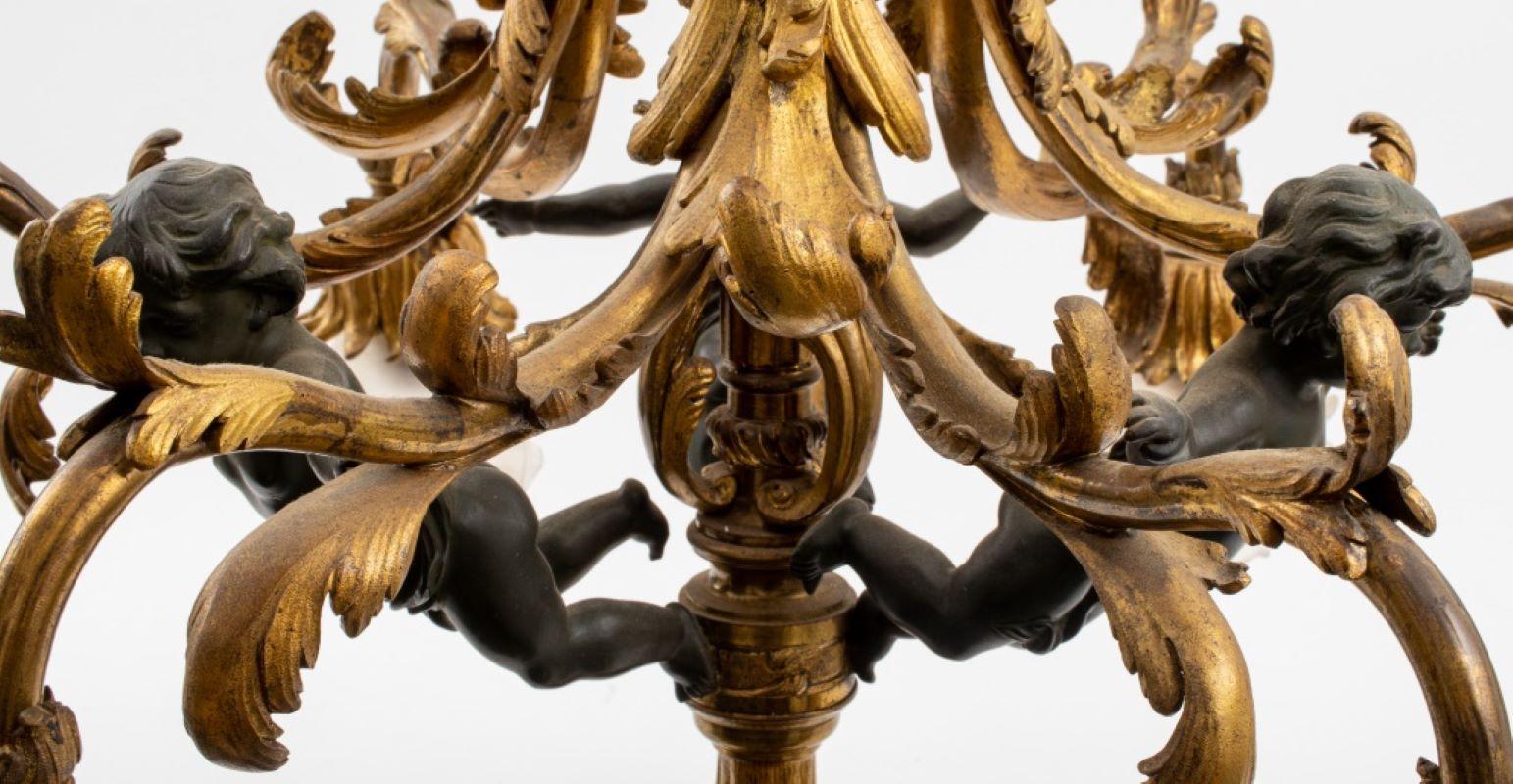 Bronze French Belle Epoque Ormolu & Putti Chandelier