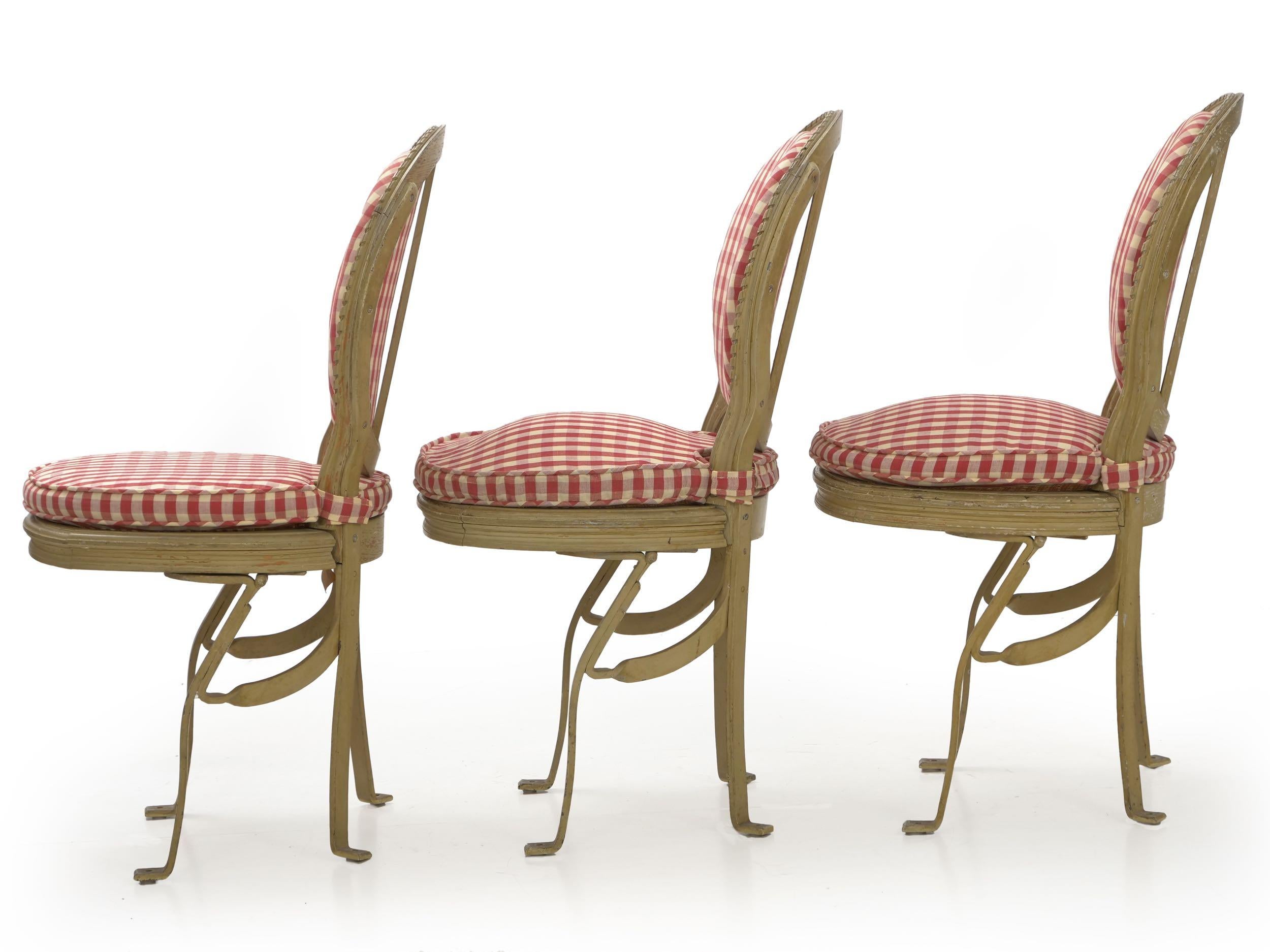 French Belle Époque Painted Theater Seats Dining Chairs, circa 1890, Set of 6 10