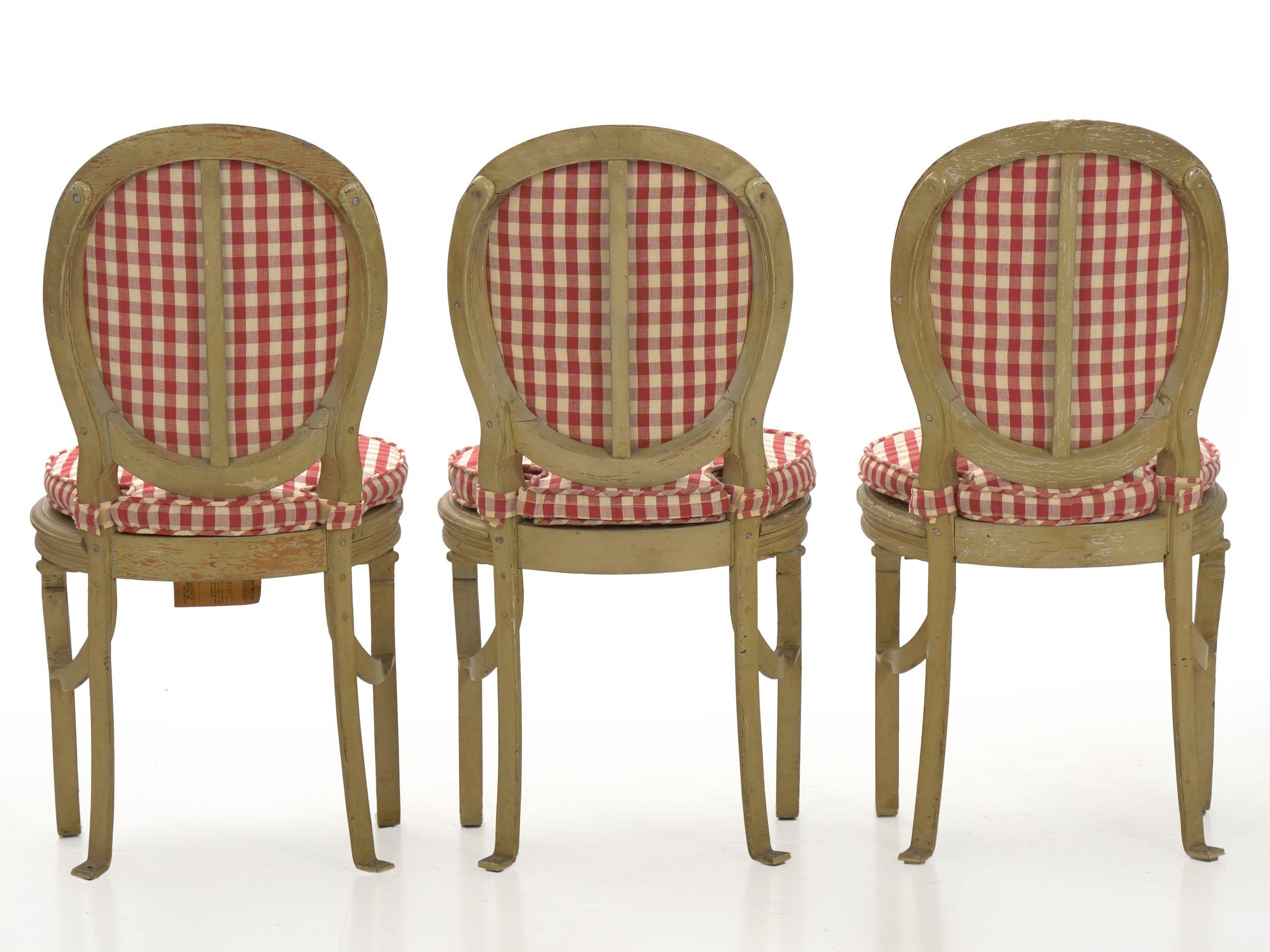 French Belle Époque Painted Theater Seats Dining Chairs, circa 1890, Set of 6 11