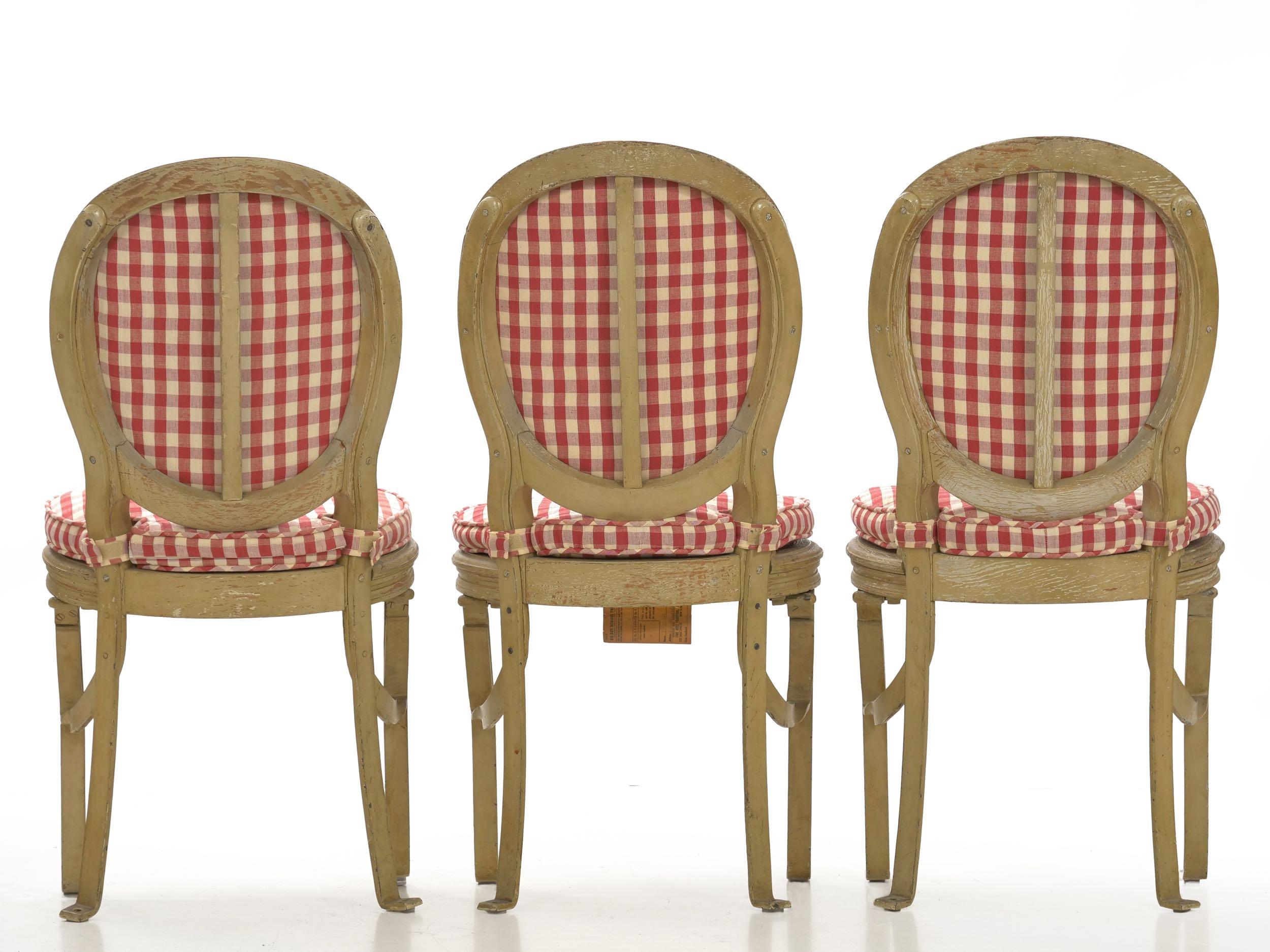 French Belle Époque Painted Theater Seats Dining Chairs, circa 1890, Set of 6 1