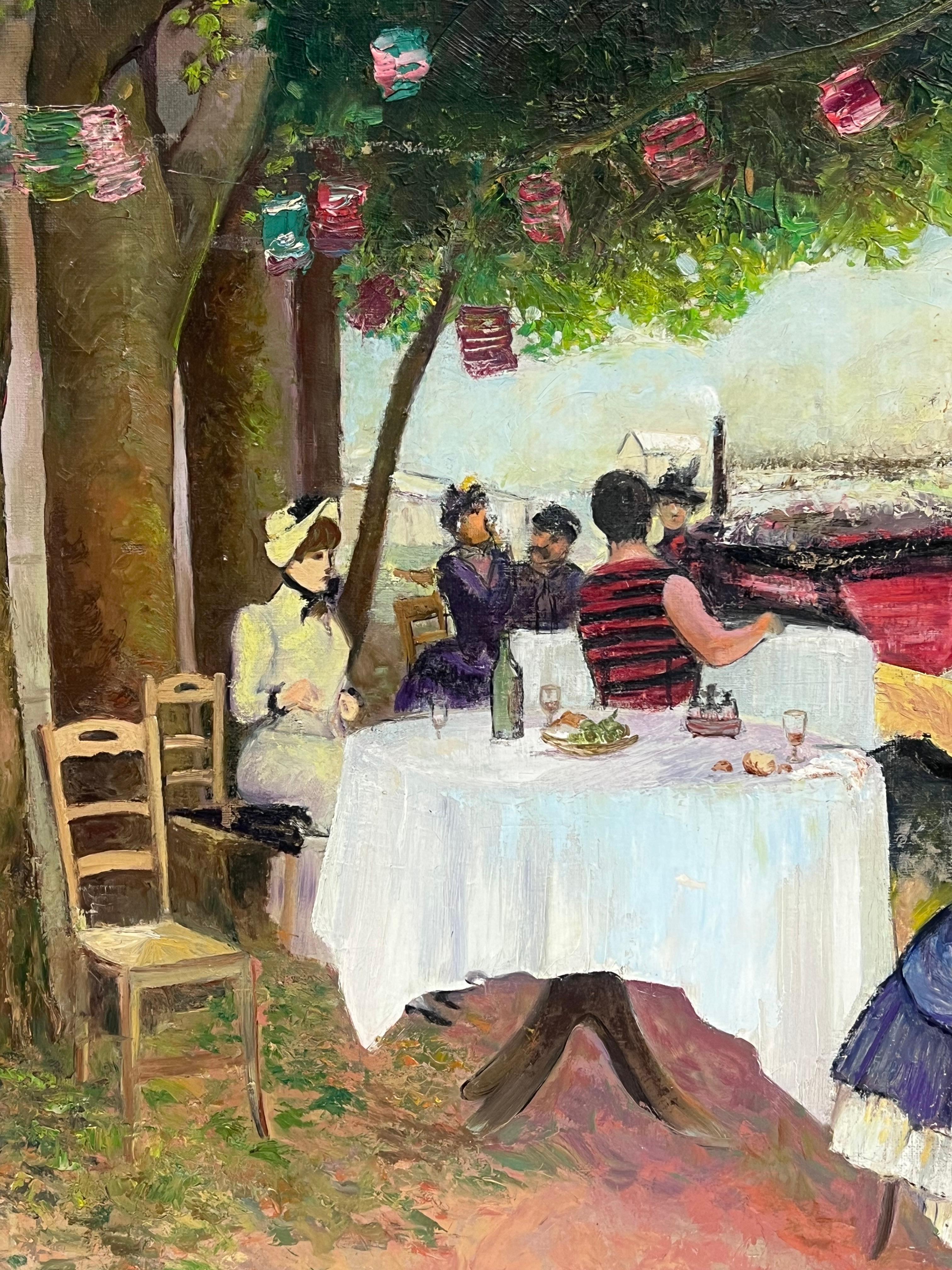 The River Cafe
French School, late 19th/ early 20th century period, unsigned
oil on canvas, framed
canvas : 22 x 29 inches
Provenance: private collection, France
Condition: old repair patches verso, but decoratively in very good condition

For more