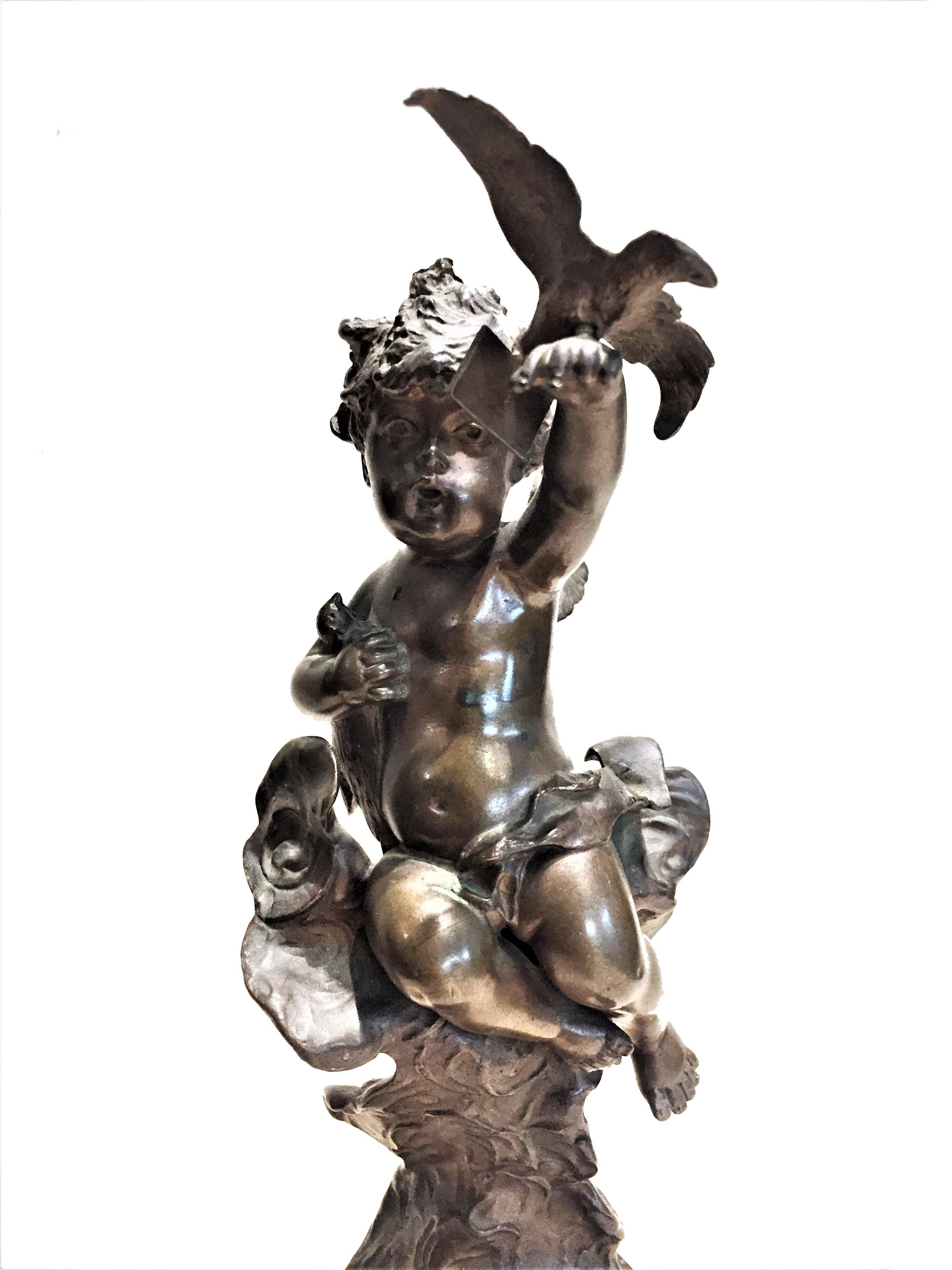 Fin du XIXe siècle Presse-papiers sculptural de bureau en bronze patiné, Belle Époque française, 19ème siècle en vente