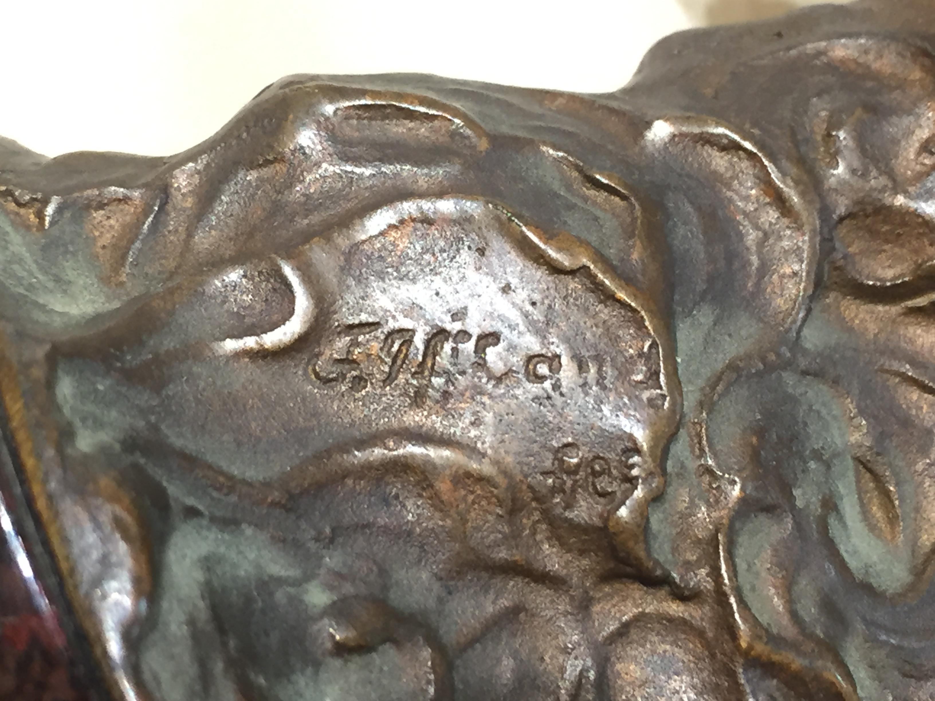 Presse-papiers sculptural de bureau en bronze patiné, Belle Époque française, 19ème siècle en vente 2