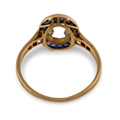 French Belle Époque rose cut diamond sapphire 18k yellow gold engagement ring